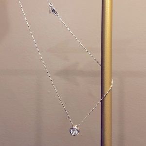 Cubic Zirconia Round Cut Necklace. Silver. 16 inch total length.